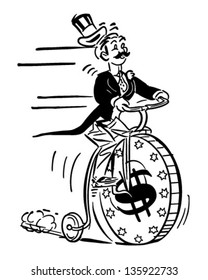 Penny Farthing High Roller - Retro Clip Art Illustration