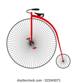 Penny farting bike. Retro bicycle. Vector illustration.