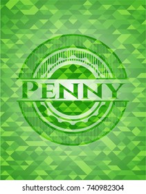 Penny green emblem. Mosaic background