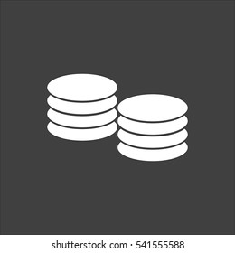 Penny icon flat. Vector white illustration isolated on black background. Flat symbol