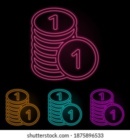 penny in a pile color neon set. Simple thin line, outline vector of web icons for ui and ux, website or mobile application