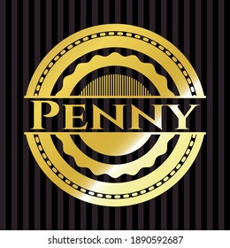 Penny glänzt mit seinem Emblem. Vektorgrafik. Detaillierte Angaben. 