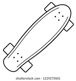 Penny skateboard. Vector flat outline icon illustration isolated on white background.