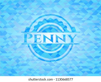 Penny sky blue emblem with mosaic background