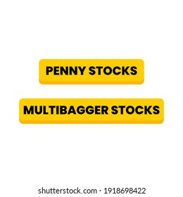 Penny Stocks, Multi bagger Stocks Icon Web Buttons Label Sticker Design Vector