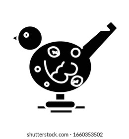 Penny whistle black icon, concept illustration, vector flat symbol, glyph sign.
