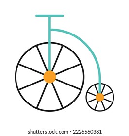 Icono plano penny-farting Circo en bicicleta de alta rueda