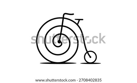 Penny-farthing, high wheel Bicycle, black isolated silhouette