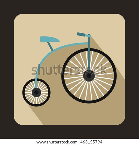 Penny-farthing icon in flat style with long shadow. Transport symbol