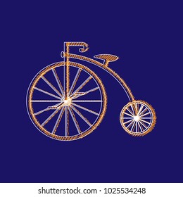  Penny-farthing icon  isolated on  background. antique old bicycle with big wheels. Vector illustration