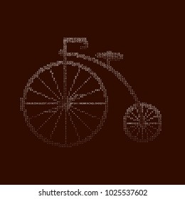 Penny-farthing icon white isolated on background. Antique old bicycle with large wheels Penny-farthing, gradient from letters