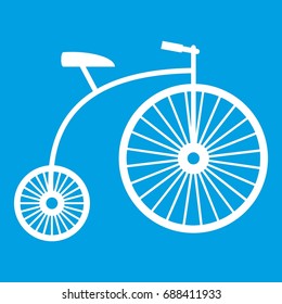 Penny-farthing icon white isolated on blue background vector illustration