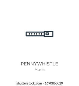 Pennywhistle icon. Thin linear pennywhistle outline icon isolated on white background from music collection. Line vector sign, symbol for web and mobile