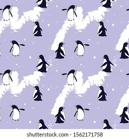 Penquins on ice,pattern for kids,seamless for textile,wallpaper and paper