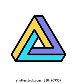 penrose impossible geometric shape color icon vector. penrose impossible geometric shape sign. isolated symbol illustration