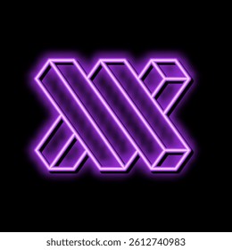 penrose impossible geometric shape neon light sign vector. penrose impossible geometric shape illustration