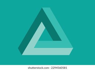 Penrose impossible Triangle in Aqua green. Editable Clip Art.