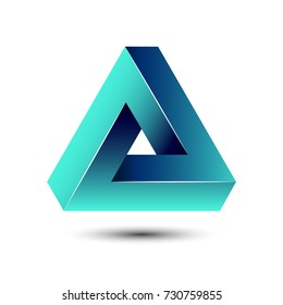 Penrose impossible triangle icon. Geometric 3D shape optical illusion vector illustration for logo idea