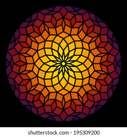 Penrose Leadlight - Leadlight in form of a Penrose pattern - a specific geometric figure in mathematics. Vector illustration.