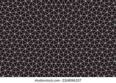 Penrose Mosaic Based Wallpaper with Outlined Repeating Pentagon Shape Pattern as Background Template - White Lines on Black Backdrop - Vector Flat Graphic Design