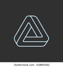 Penrose optical illusion, impossible triangle logo. Modern stylish symbol design vector illustration.