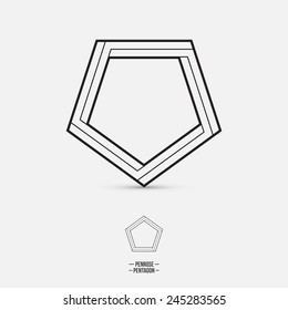 Penrose Pentagon, Impossible Shape, Line Design, Vector