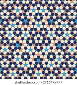 Penrose tiling Arabic Mosaic seamless pattern. Vector illustration