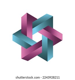 Penrose triangle 3D optical illusion. Vector illustration