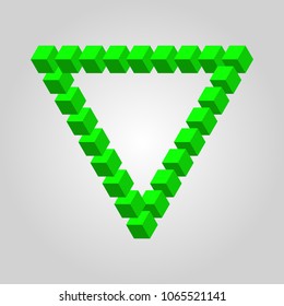 Penrose triangle constructed of blocks isometric icon. Penrose triangle symbol. 3d design. Stock - Vector illustration