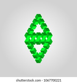 Penrose triangle constructed of blocks isometric icon. Penrose triangle symbol. 3d design. Stock - Vector illustration