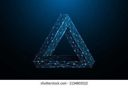 Penrose triangle form lines, triangles and particle style design. Illustration vector