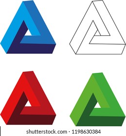 Penrose Triangle. Geometric 3d Triangle Vectors