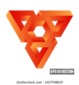 Penrose Triangle With Hexagon At Center Impossible Object Optical Illusion Impossible Tribar EPS10 Vector