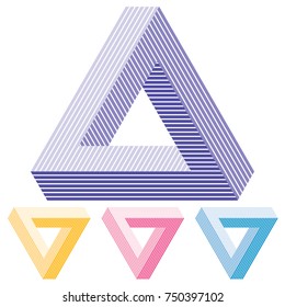 Penrose triangle icon. Impossible triangle in straps. Optical Illusion. Vector Illustration isolated on white