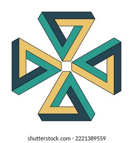 Penrose Triangle Icon. Impossible Vector Geometric Shape Object. Optical Illusion Illustration. Infinity 3D Element