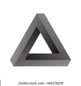 Penrose triangle. Impossible geometric element. Vector design