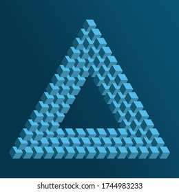 Penrose Triangle Infinity. Impossible Triangle Shape. Vector Triangle Illusion. Infinite Escher Pattern. Abstract Penrose Shape. Geometric Optical Illusion. Vector Geometric Symbol. Design Element.
