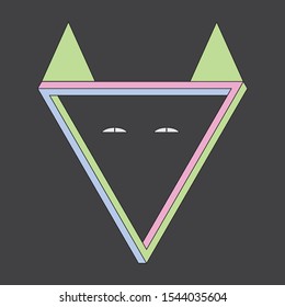 Penrose triangle multicolor abstract symbol of fox - vector illustration. 