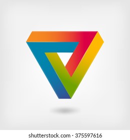 Penrose triangle multicolor abstract symbol - vector illustration. eps 10