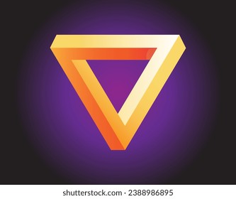 Penrose triangle optical illusion gradient vector illustration