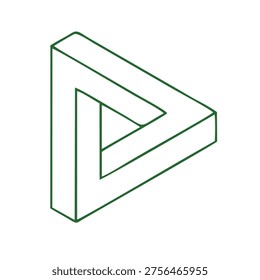 Penrose Треугольник Оптический Иллюзия Линия Искусство Минимальный Зеленый Геометрический Невозможная Форма Контур Дизайн
