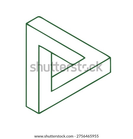 Penrose Triangle Optical Illusion Line Art Minimal Green Geometric Impossible Shape Outline Design