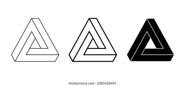 penrose triangle set line black monochrome