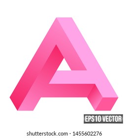 Penrose Triangle Turn Into Letter "A" Impossible Object Optical Illusion Impossible Tribar EPS10 Vector