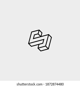 penrose vector graphic style using isometric line. Various shape. 
