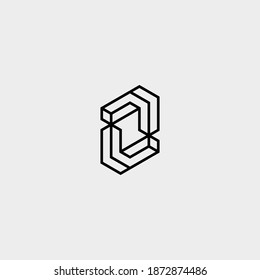 penrose vector graphic style using isometric line. Various shape. 