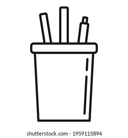 Pens glass icon. Outline Pens glass vector icon for web design isolated on white background