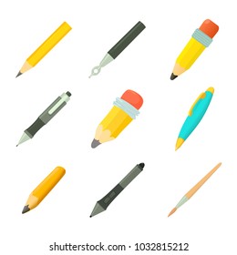 Pens icon set. Cartoon set of pens vector icons for web design isolated on white background