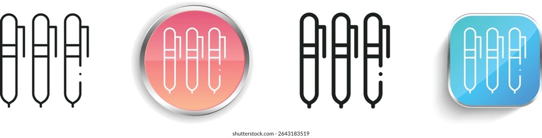 pens icon. Thin Linear, Regular and Button Style Design Isolated On White Background