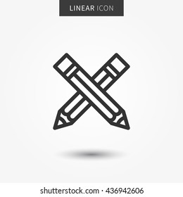 Pens icon vector illustration. Isolated pencils line symbol. Crossed school pencils line art symbol.
